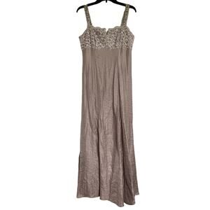 Marina Maxi Flowy Blush Wine Lace Top Formal Gown Women's Size 6 Prom Wedding